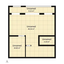 Floor plan layout featuring three distinct rooms and a corridor design for efficient space utilization, showcasing Homestyler's automated floor plan generation functionality.
