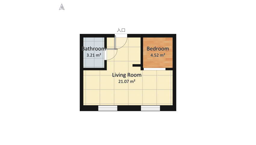 Young Girl minimalist apartment floor plan 33.45