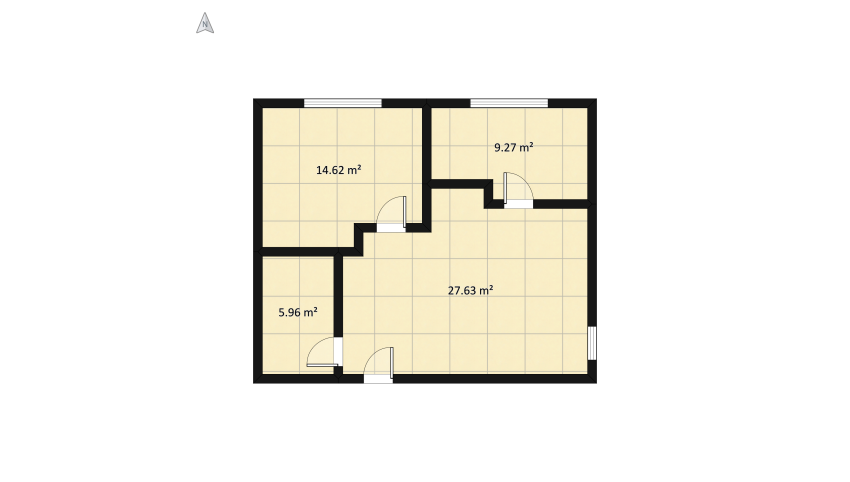 2 bedrooms appartement floor plan 65.17