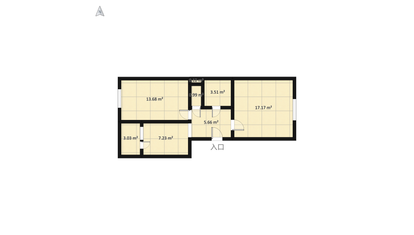 2 izbový byt Sliač floor plan 60.64