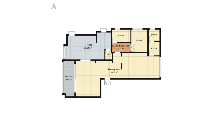 12 Contemporary Two Bedroom Design floor plan 131.93