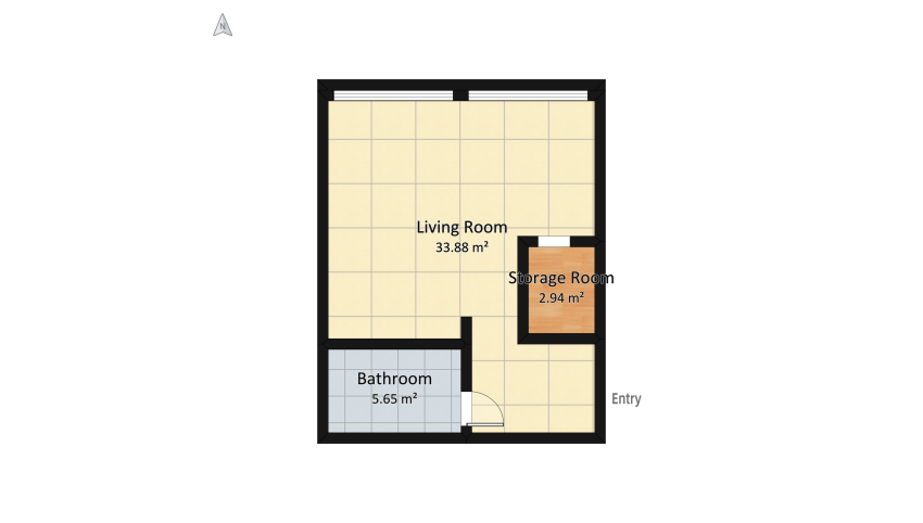 Small 45m2 apartment floor plan 48.43