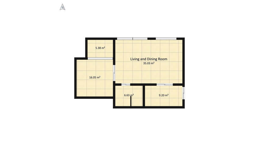 Simple modern house floor plan 81.44