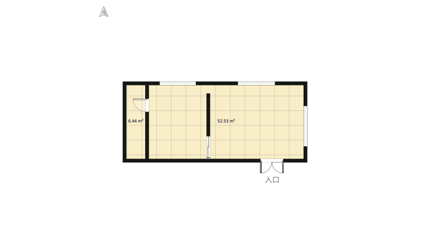 2 (右) 廚房＋客廳 / (左) 房間 floor plan 64.32