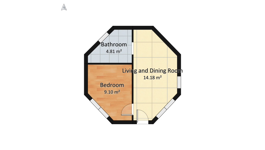 Small Octgonal House floor plan 31.39