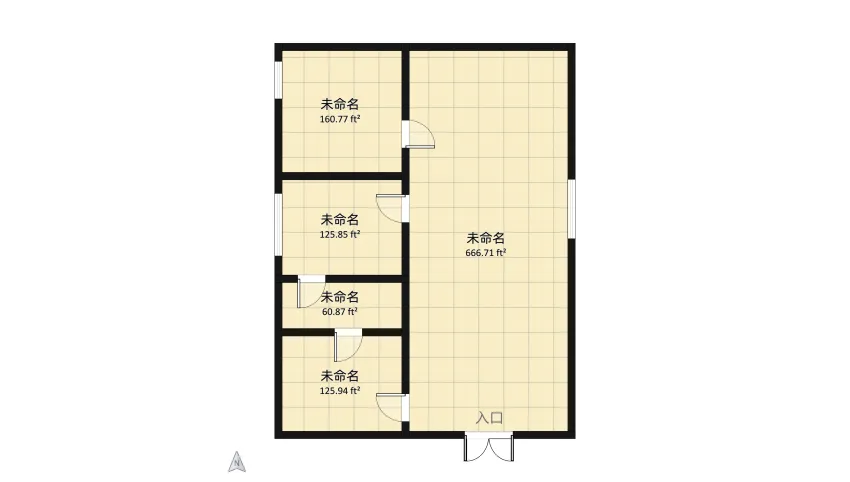 two bedroom Condo with ADA bathroom floor plan 105.93